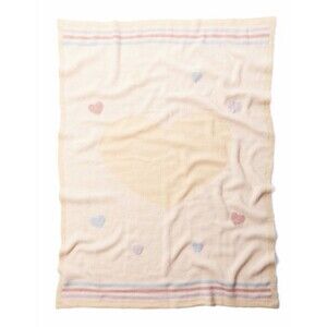 New Tutu & Lulu Acrylic Baby Blanket Pink & Cream Knit Pastel Colored Hearts